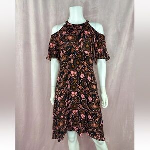 ALC Womens Floral Silk Mini Dress Pink Black Size 6